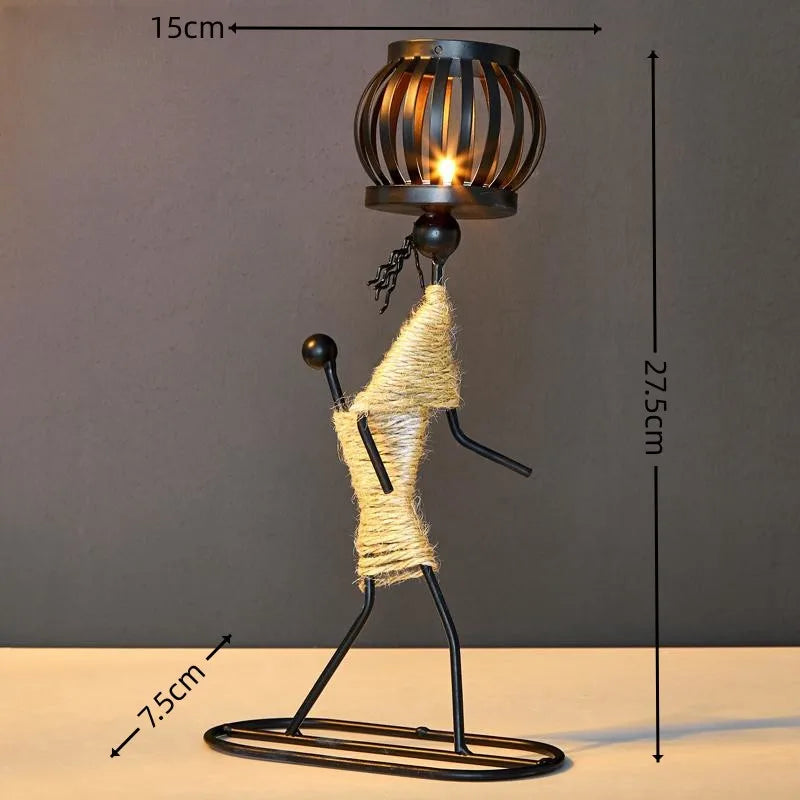 🕯️ Nordic Metal Candlestick – Abstract Character Sculpture Candle Holder | Handmade Figurines for Home Décor & Art Gifts | Free Shipping E
