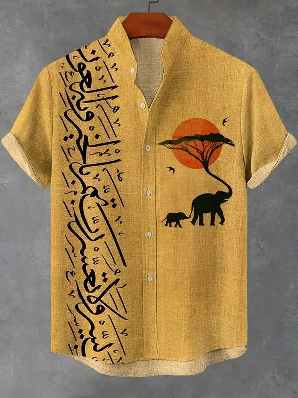 🌍 The Ancestral Ethno-Street Masterpiece: Premium Men's Vintage African Tribal Shirt – High-Definition Ethnic Graphic Print, Ultra-Breathable Lightweight Fabric, and Sophisticated Retro Holiday Silhouette BDS433