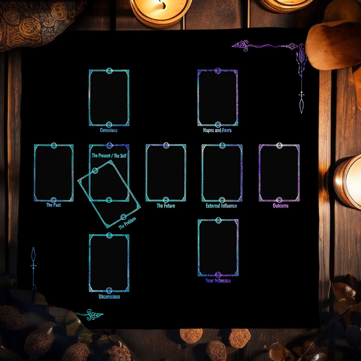 🧿Mystical Sun & Moon Phoenix Tarot Tablecloth – Ice and Fire Phoenix Altar Cloth for Powerful Tarot Readings, Witchcraft & Celestial Home Decor TLB (559)