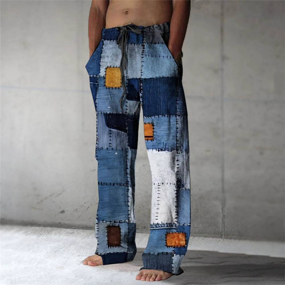 ✨ The Modern Heritage 3D Color-Block Plaid Resort Pants: Premium Men's Straight-Leg Summer Beach Trousers – High-Definition Graphic Design, High-Tension Elastic Waist, and Inclusive Sizing (Up to 6XL) D16PHH2521821093