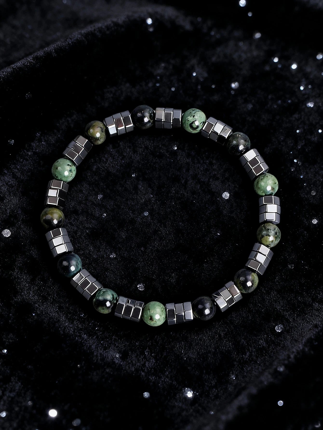 ✨ Geometric Irregular Hematite & Polar Jade Beads Bracelet – Natural Stone Jewelry for Strength, Confidence & Vigour – New Stylish Balance Accessory 10