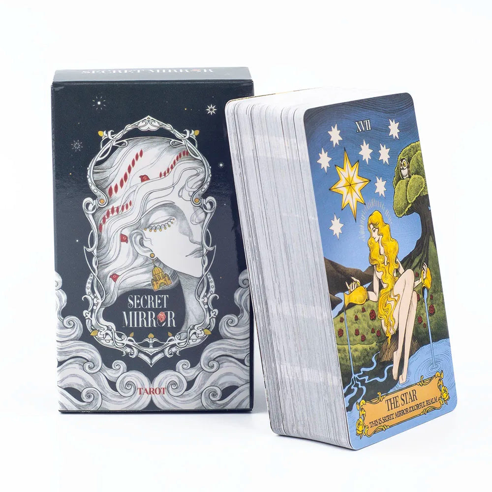 Secret Mirror Tarot – 80-Card English Divination Deck for Family Gatherings, Board Games, and Spiritual Exploration (12x7 cm)
