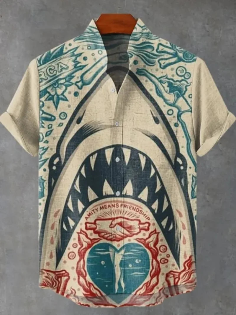🏝️ The Elite Geometric Camisa: Premium Men’s Short-Sleeve Linen Shirt – High-Definition 3D Artistic Print, Ultra-Breathable Casual Button-Down, and Sophisticated Hawaiian Holiday Fashion (Incredible Value Edition)