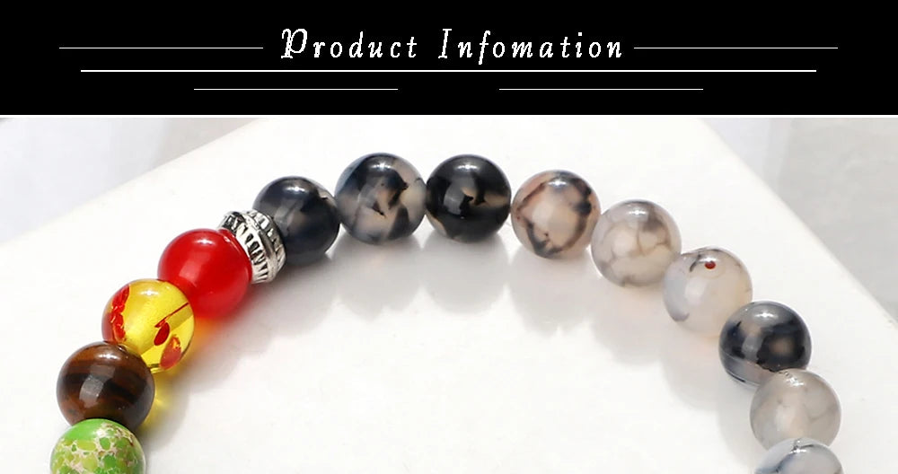 🧿 7 Chakra Protection Bracelet for Men: Natural Tiger Eye & Lava Stone with Evil Eye & Hamsa Hand – Anxiety Relief, Luck & Energy Healing Bangle