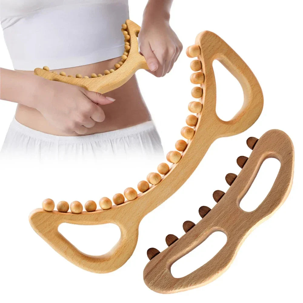 Wooden Trigger Point Massage Brush – Wood Therapy Tool for Cellulite Reduction, Lymphatic Drainage & Body Sculpting﻿
