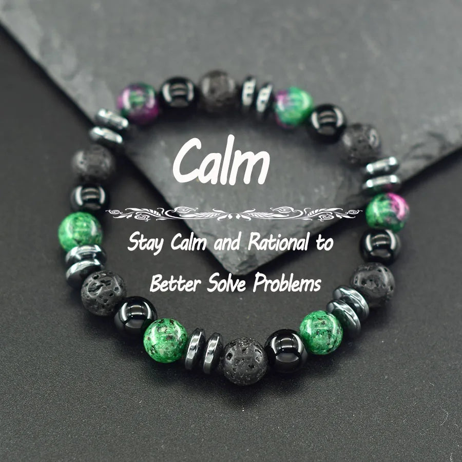 ✨ Natural Sparrow Stone and Black Volcanic Onyx Beads Bracelet – Classic Unisex Jewelry for Capillary Function and Immunity Enhancement 13 Epidote 8 mm Beads