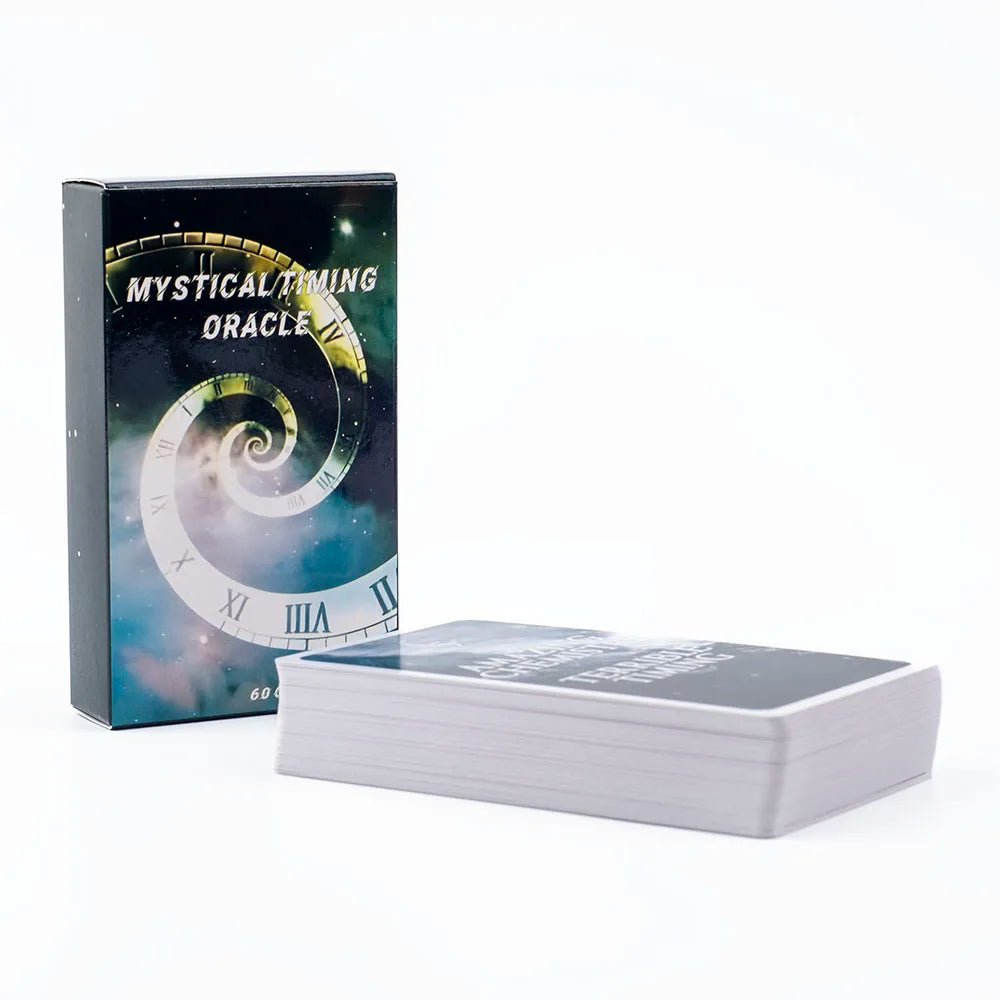 Mystical Timing Oracle – 60-Card Twin Flame and Cosmic Tarot Deck (10.3x6 cm) for Time Frame Divination and Family Board Games
