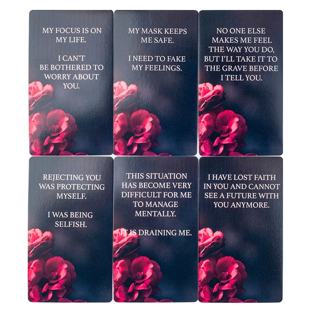 Dark Confession Oracle Cards – 50-Card Twin Flame & Love Keywords Deck with Messages for Psychic Divination and Board Games