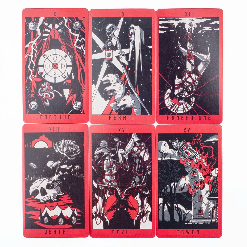 🃏 Lost Hollow Tarot – 80-Card Deck with Guidebook and Red Gilded Edges