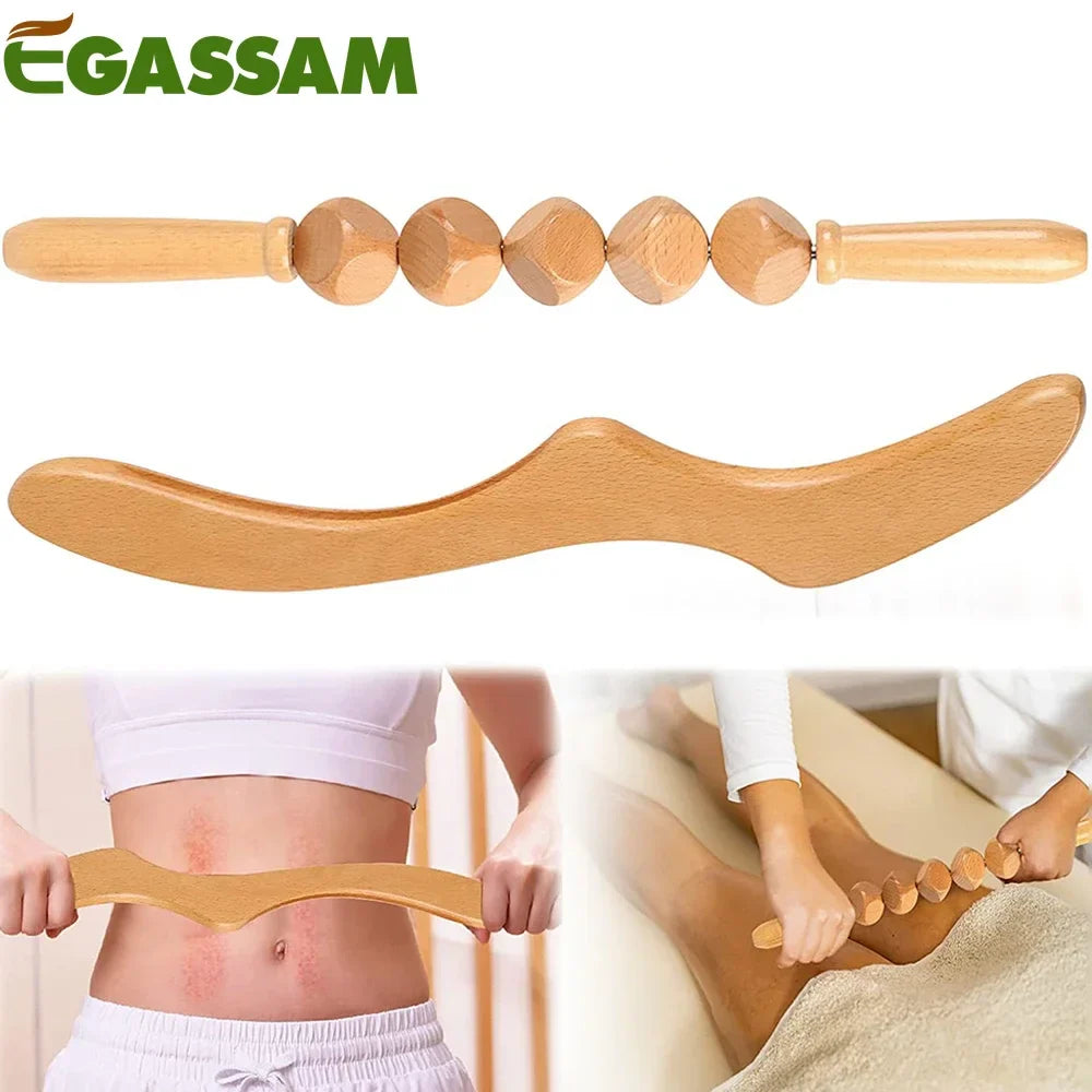 Wood Therapy Fascia Release Massage Tools – Wooden Massage Brush & Gua Sha Body Sculpting Tool for Smooth Meridians and Deep Tissue Relief﻿