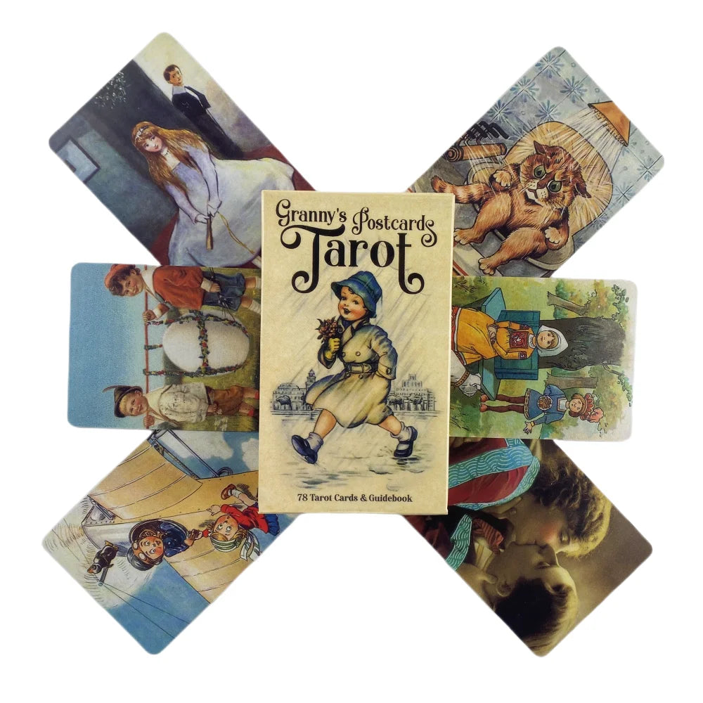 Granny’s Postcards Tarot – 78-Card English Deck by Mykola Taradaiko, Vintage Postcard-Inspired Divination Set for Family Board Games & Collectors