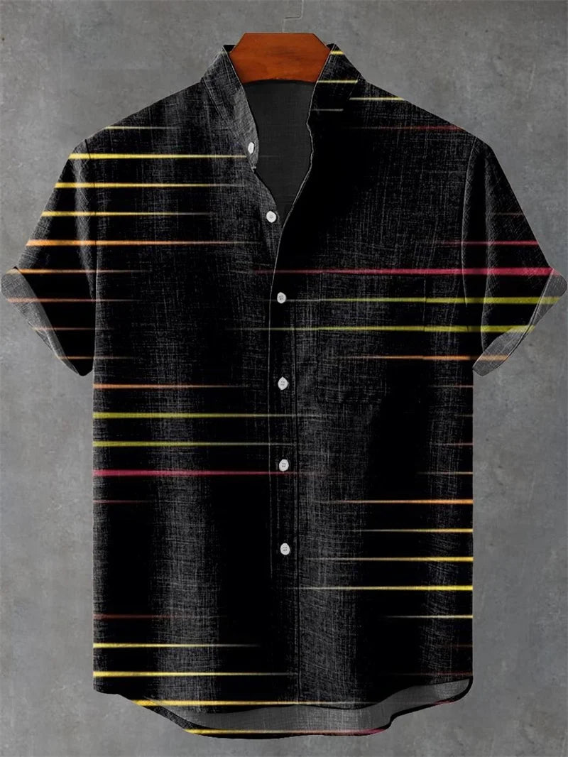 🌊 The Zen-Wave Symmetry Edition: Premium Men’s 3D Graphic Linen Shirt – High-Definition Symmetrical Wave Print, Breathable Organic Cotton-Linen Blend, and Sophisticated Modern-Fit Summer Button-Down FS248