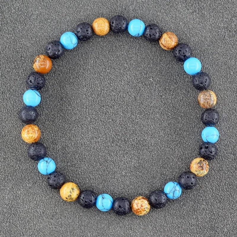 ✨ Natural African Pine Stone Beaded Bracelet – Authentic Picture Stone Bohemian Bangle for Men & Women – Volcanic Elastic Jewelry, Perfect Friendship Gift 22
