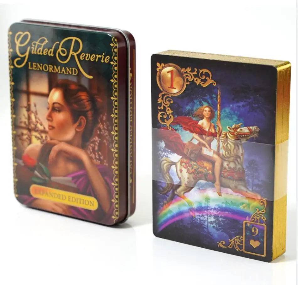 🌙 Moon Compass Tarot Deck – 78 Cards | Gilded Edge | Tin Box | Oracle & Tarot Game | English Edition with Paper Guidebook Blue