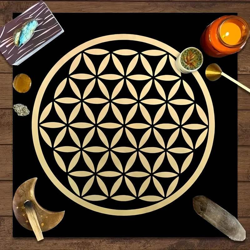 Moon Phase Tarot Card Tablecloth - Gold for Spiritual Readings and Rituals JP188