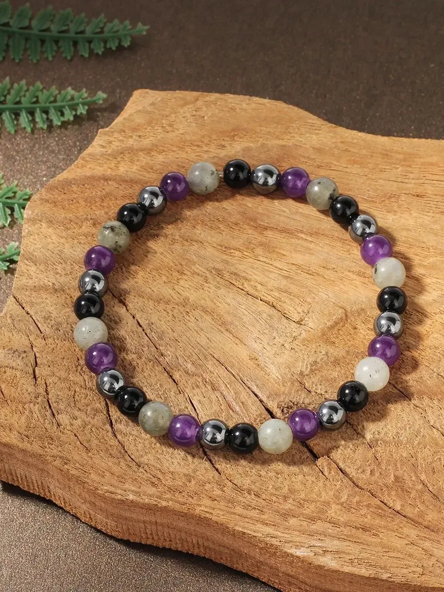 🍂 The "Autumn Luxe" Color-Block Bracelet: Natural Light-Refracting Spectrolite & Earth Stones (Unisex)