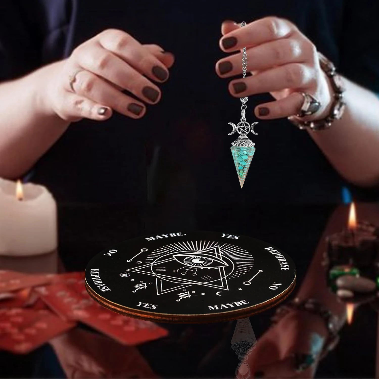 🔮 2pcs Spiritual Pendulum Divination Set – Includes Crystal Pendulum & Divination Disk | Healing & Decision-Making Tool | Free Shipping style i