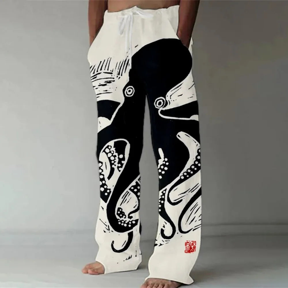 ✨ The Zen Master 3D Bamboo-Infused Linen-Blend Trousers: Premium Men's Casual Loose-Fit Joggers with Hyper-Realistic Nature Prints, Adjustable Drawstring, and Multi-Functional Utility Pockets CKQQQD1429