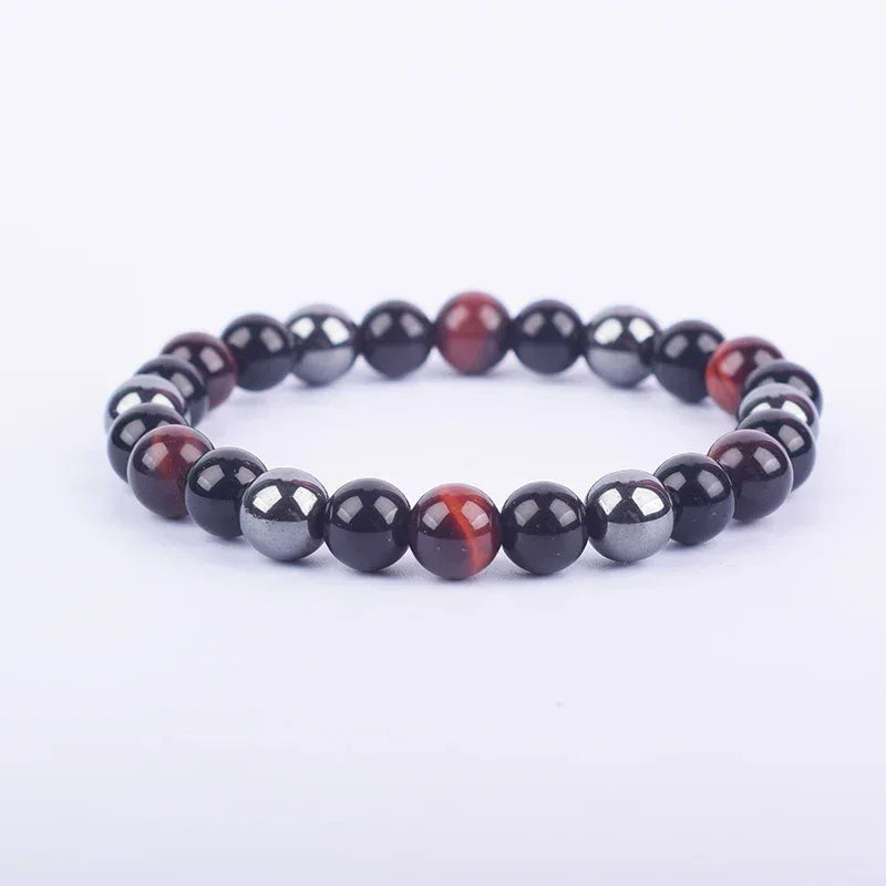 ✨ Magnetic Hematite, Tiger Eye & Obsidian Bracelet – Triple Protection Health Care Stainless Steel Bangle – Perfect Weight Loss Gift for Men & Women 9red tiger eye