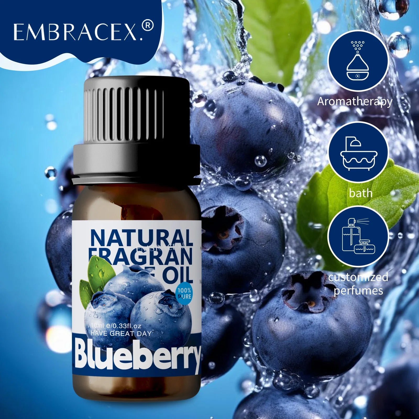 🍊 10ml Fruity Essential Oils – Sweet Fruit Fragrance Collection for Diffusers, Candles, and Home Aromatherapy﻿ Blueberry