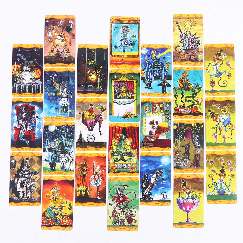 Freak Show Circus Tarot – 78-Card English Edition with Guidebook for Divination, Family & Party Board Games
