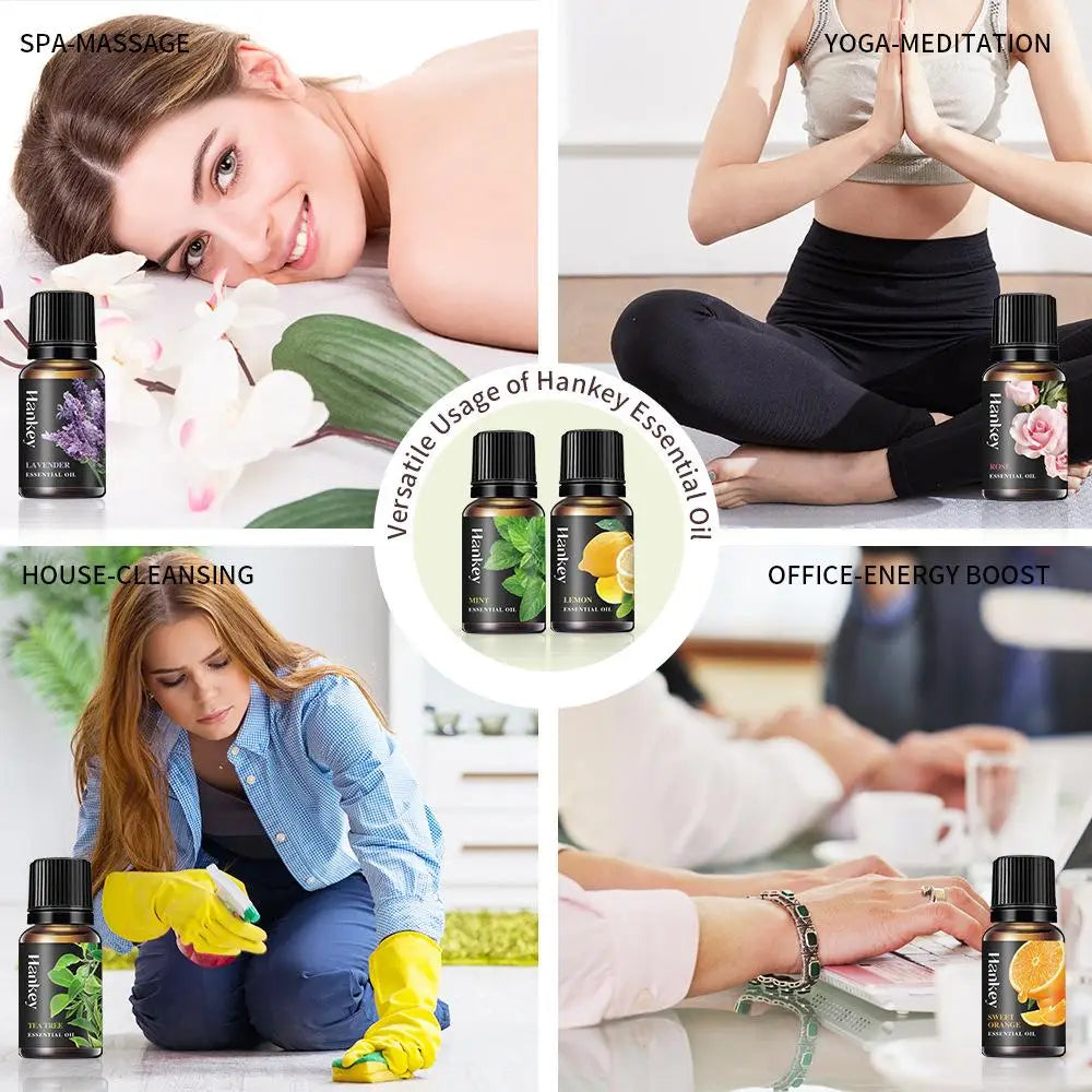 🌿 Aromatherapy Essential Oil Set – 10ml Bottles | Natural Plant Extracts | Lemon, Eucalyptus, Lavender, Jasmine, Rose, Mint, Orange | Diffuser, Humidifier & Air Freshener | Pure Fragrance for Relaxation & Wellness