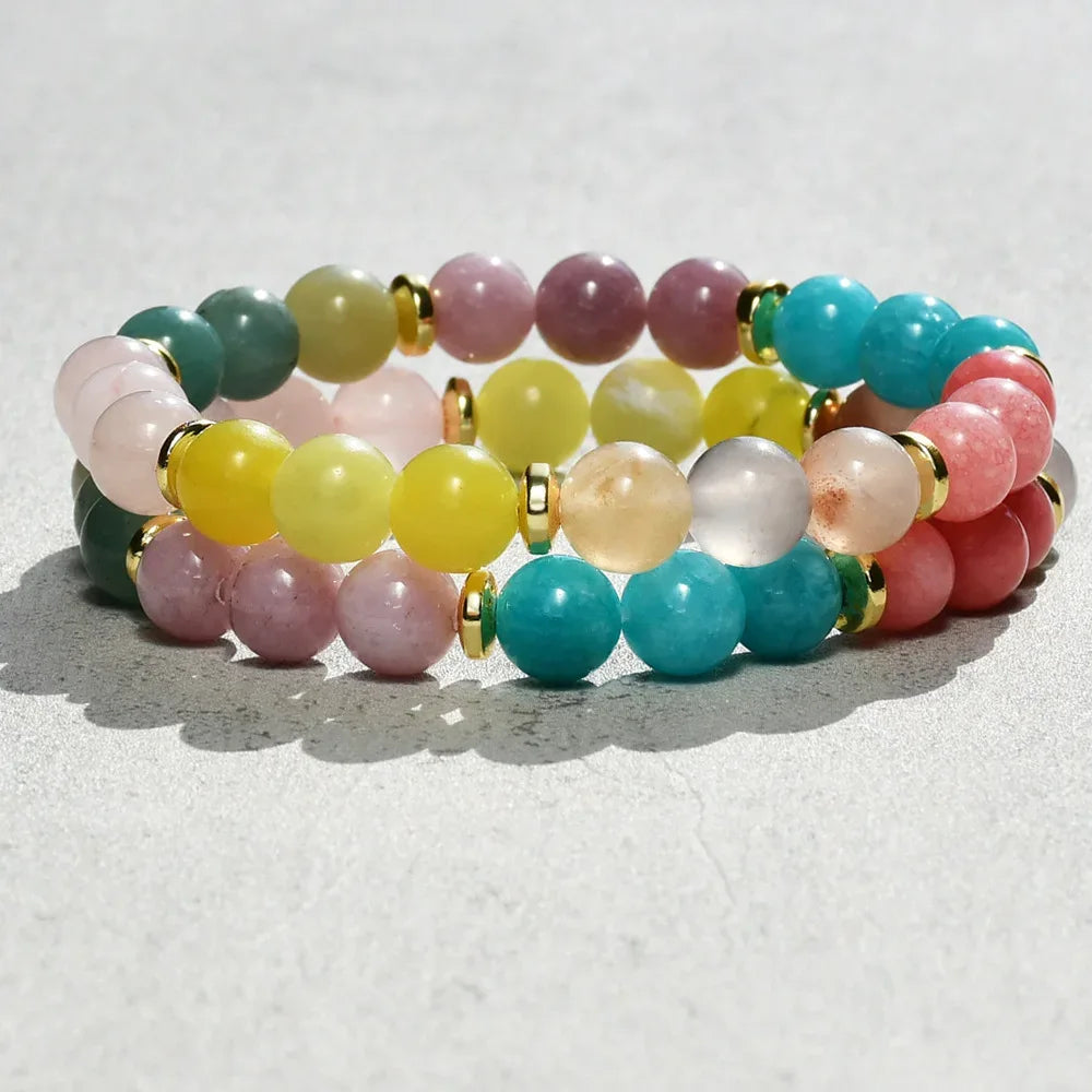 ✨ 7 Chakra Yoga Meditation Bracelet – Natural Aquamarine Stone Bangle for Men & Women – Includes Encouraging Words Card, Healthy Healing Jewelry