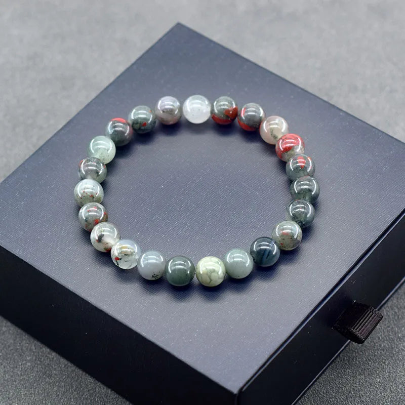 ✨ Natural Stone Protection Bracelet – Dragon Blood Beads, Quartz & Onyx Stretch Jewelry for Men & Women – Healing Reiki & Yoga Energy Bracelet