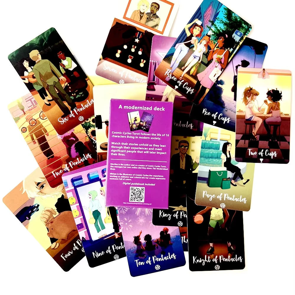 🔥Cosmic Cycles Oracle Cards | 78pcs English Version Divination Deck for Fortune Telling & Family Readings