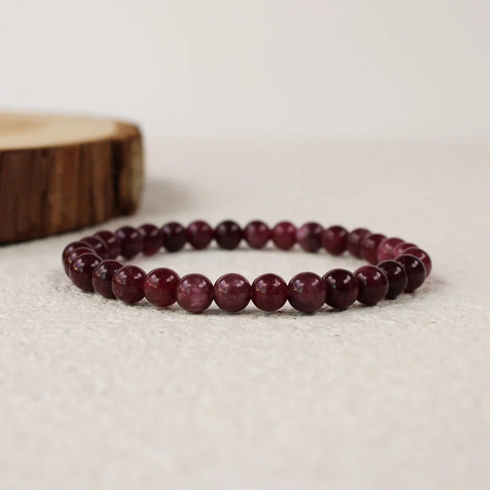 ✨ Garnet Stone Beaded Bracelet for Women – 8mm Natural Stone Jewelry – Elegant and Energizing