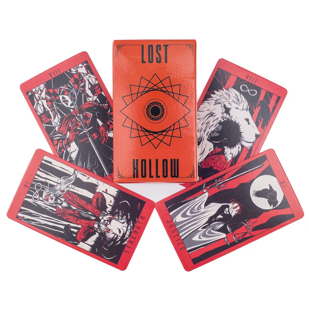 🃏&nbsp;Lost Hollow Tarot 80-Card Deck – Unique Red Gilded Edges Board Game for Fate Divination and Fortune Telling