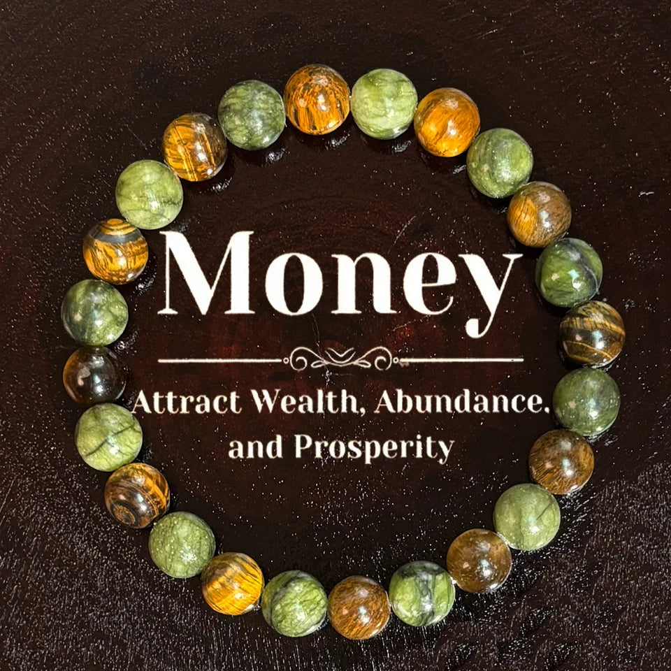 💰 Money Stone and Natural Stone Bracelet – Wealth, Richness & Prosperity All-Season Stylish Gemstone Jewelry 18cm
