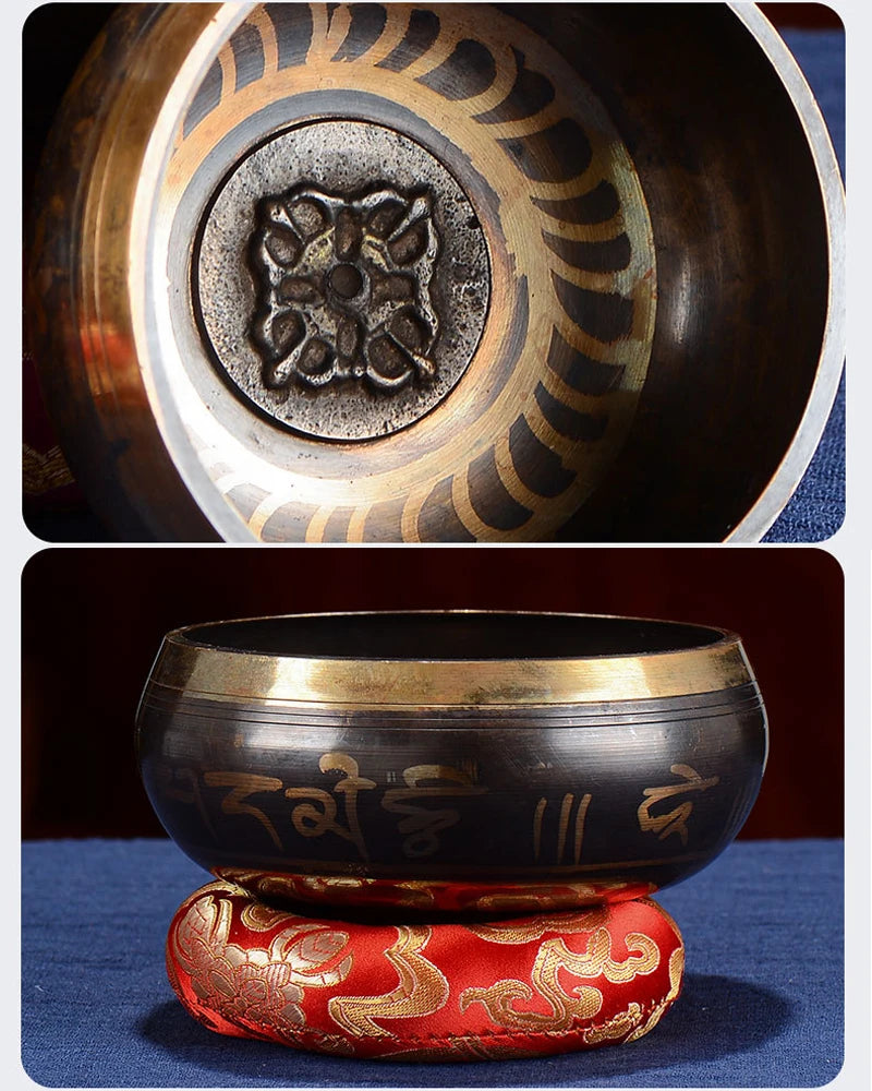 🔔 Tibetan Singing Bowl Set Sound Bowls Meditation Nepal Music Bowl Buddhism for Meditation Yoga Stress Relief Tibet Copper Bowl
