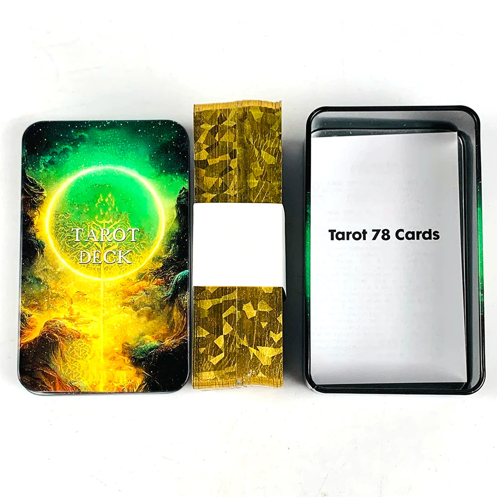 🃏 High-Quality Tarot Deck with Tin Box Packaging – 78 Cards with Gilded Edges and Paper Guidebook for Fate Divination, Party Games, and Holiday Fun