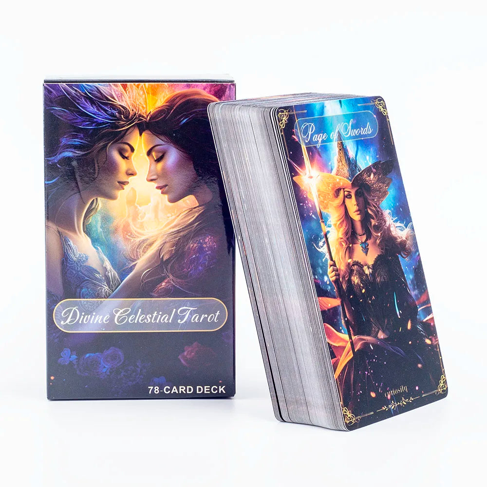 Divine Celestial Tarot Cards Deck - 78 Cards for Fortune Telling, Divination, and Classmate Gatherings (10.4x6.1CM)