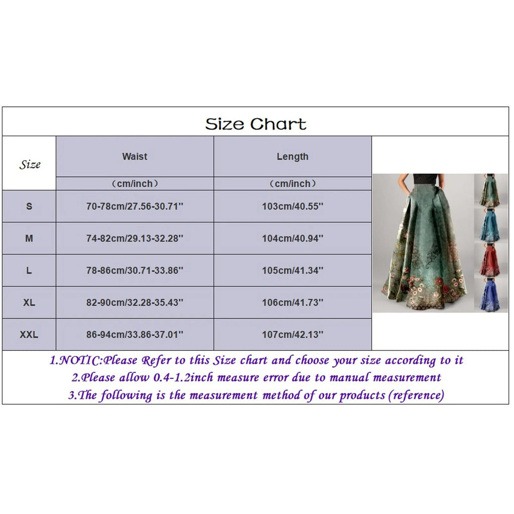 👗 Summer Bohemian Print Long Skirts – Women’s Boho Holiday Floral High Waist Pleated Maxi Skirt