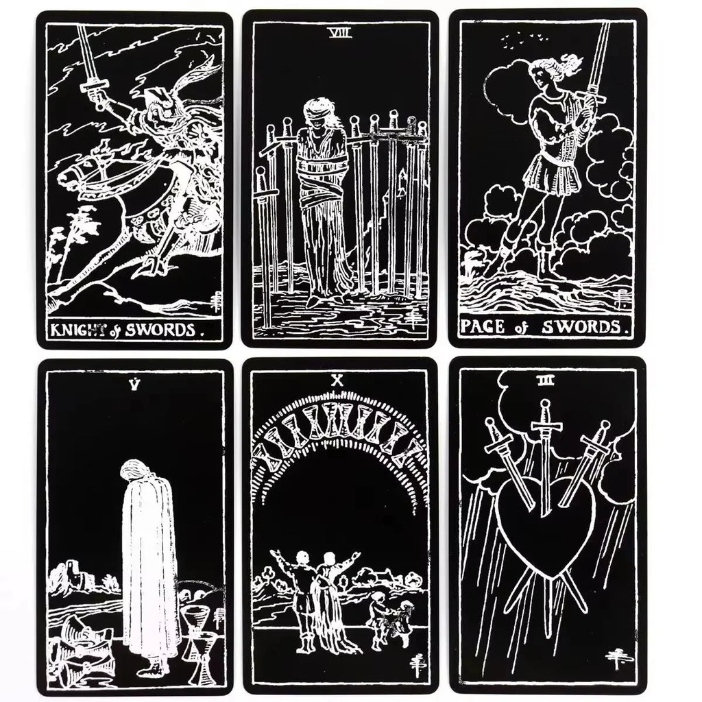 🖤⚪ Black and White Rider Tarot Deck | 78 Cards | Rider-Waite System | Beginner-Friendly Pocket Size Tarot
