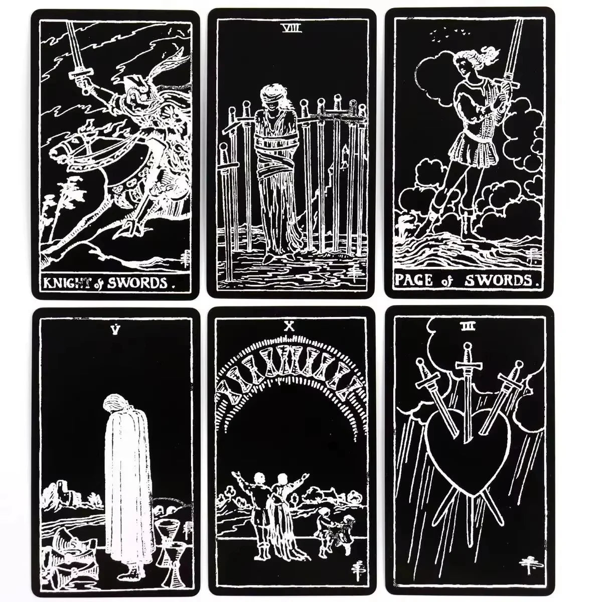 🖤⚪ Black and White Rider Tarot Deck | 78 Cards | Rider-Waite System | Beginner-Friendly Pocket Size Tarot