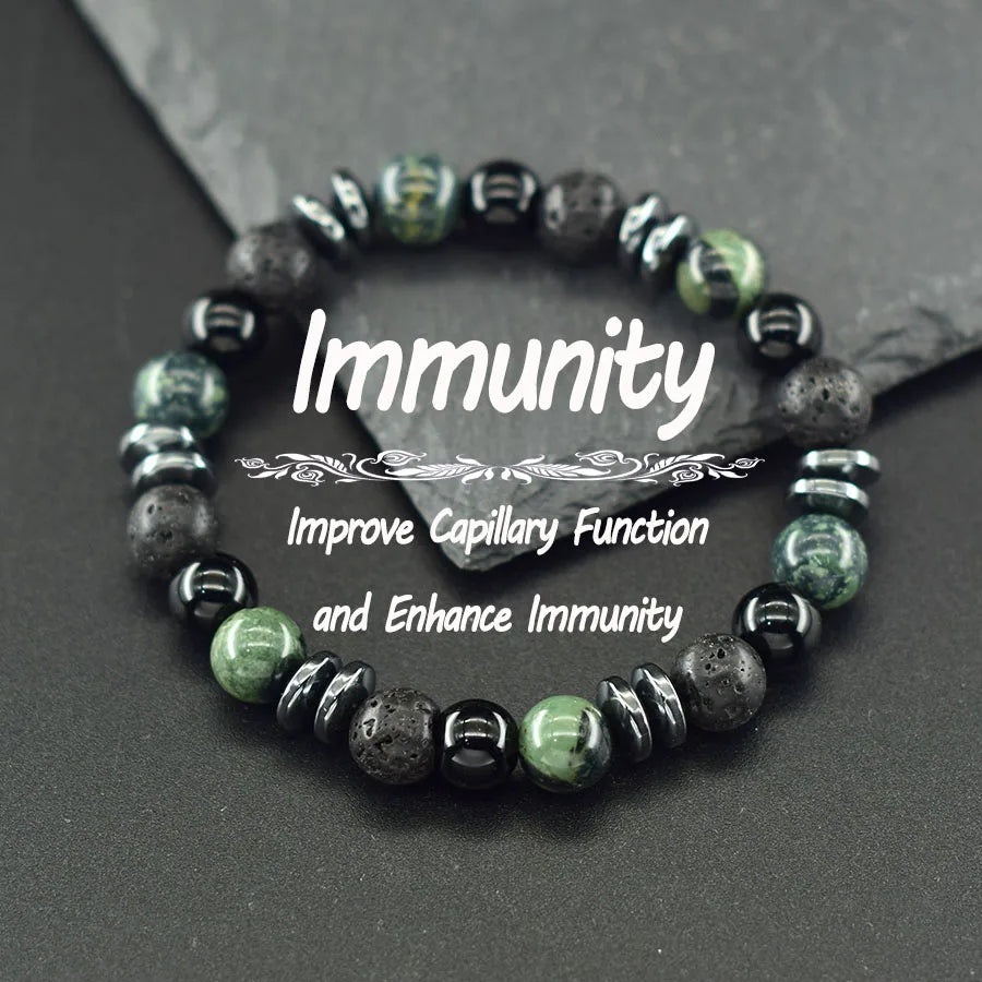 ✨ Natural Sparrow Stone and Black Volcanic Onyx Beads Bracelet – Classic Unisex Jewelry for Capillary Function and Immunity Enhancement 7 Sparrow 8 mm Beads