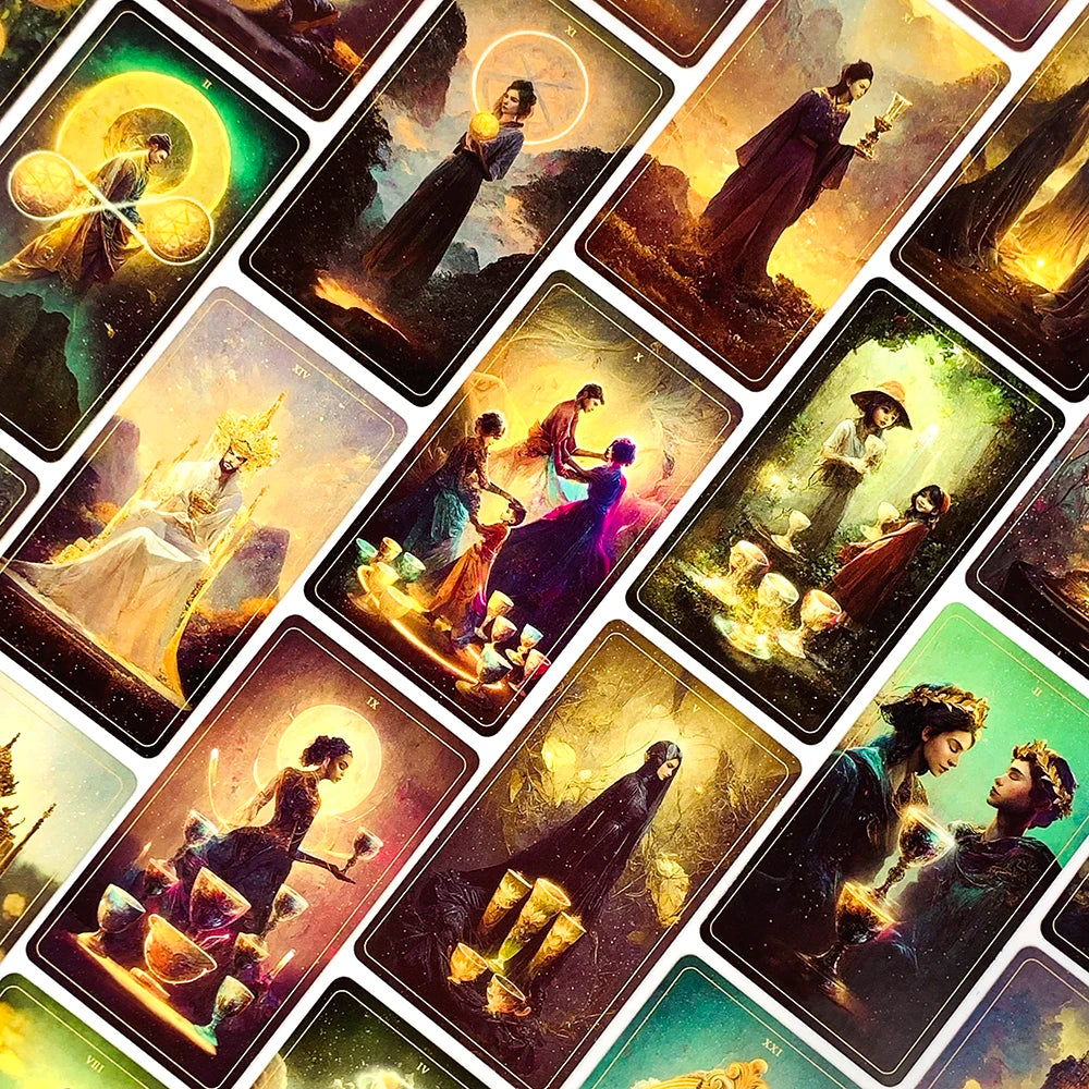 🃏 High-Quality Tarot Deck with Tin Box Packaging – 78 Cards with Gilded Edges and Paper Guidebook for Fate Divination, Party Games, and Holiday Fun