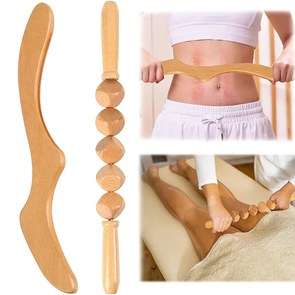 Wood Therapy Fascia Release Massage Tools – Wooden Massage Brush & Gua Sha Body Sculpting Tool for Smooth Meridians and Deep Tissue Relief﻿