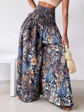 Plus Size Printed Floor Pants for Women | Fashionable High Waisted Casual Style 1XL-5XL MULTI