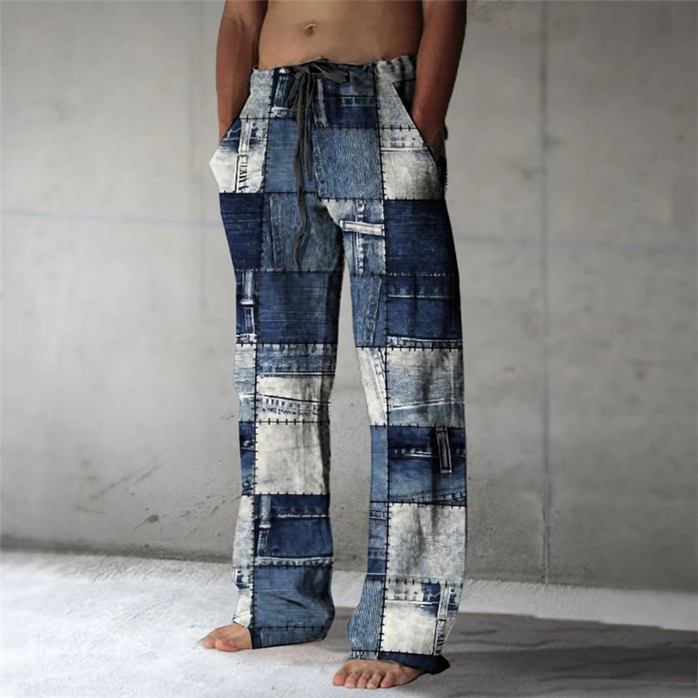 ✨ The Modern Heritage 3D Color-Block Plaid Resort Pants: Premium Men's Straight-Leg Summer Beach Trousers – High-Definition Graphic Design, High-Tension Elastic Waist, and Inclusive Sizing (Up to 6XL) D16PHH2521821092