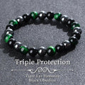🛡️ The "Azure Guardian" Triple Protection Bracelet: Blue Malachite, Obsidian & Hematite Shield Style-C