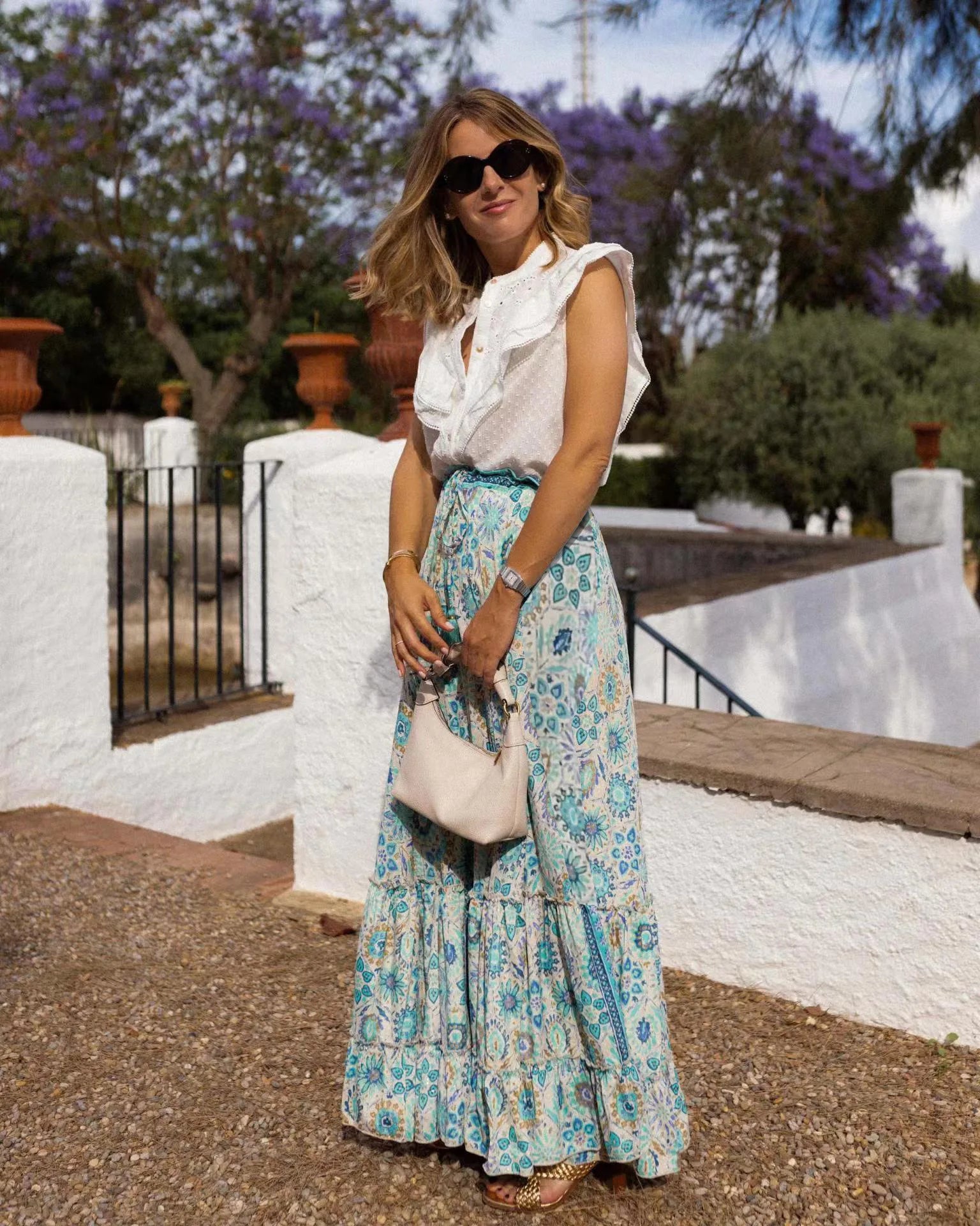 🌟 Bohemian Style Printed A-line Skirt Women Fashion Beach Vacation Loose Drawstring Ruffles Skirts Female Summer New Streetwear﻿