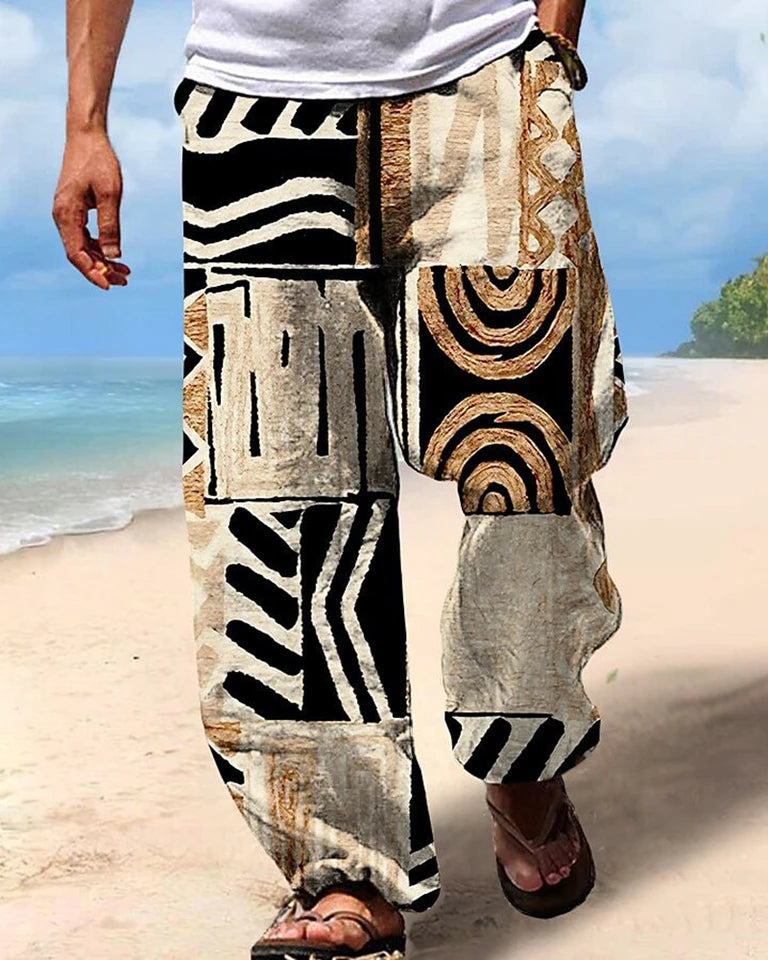 ✨ The Bohemian Nomad 3D Masterpiece: Premium Men's Loose-Fit Ethnic Print Pants – Hyper-Realistic Tribal Graphics, Breathable Quick-Dry Fabric, and Ultimate Beach-to-Street Versatility