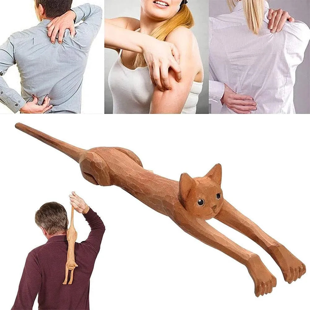 Cute Cat Shape Wooden Back Scratcher – Relaxing Claw Massage Tool for Itch Relief & Skin Protection﻿