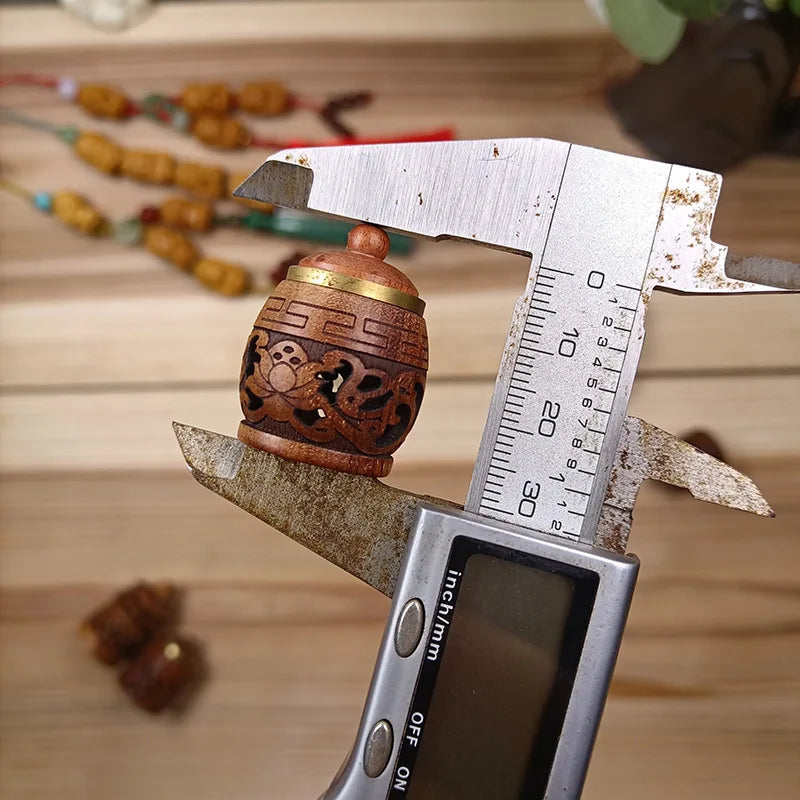 🌿 Wood Hollow Carved Aromatherapy Bottle – Mini Vase Pagoda Design | Car Hanging Decoration & Fragrance Diffuser Pendant | Free Shipping lotus A