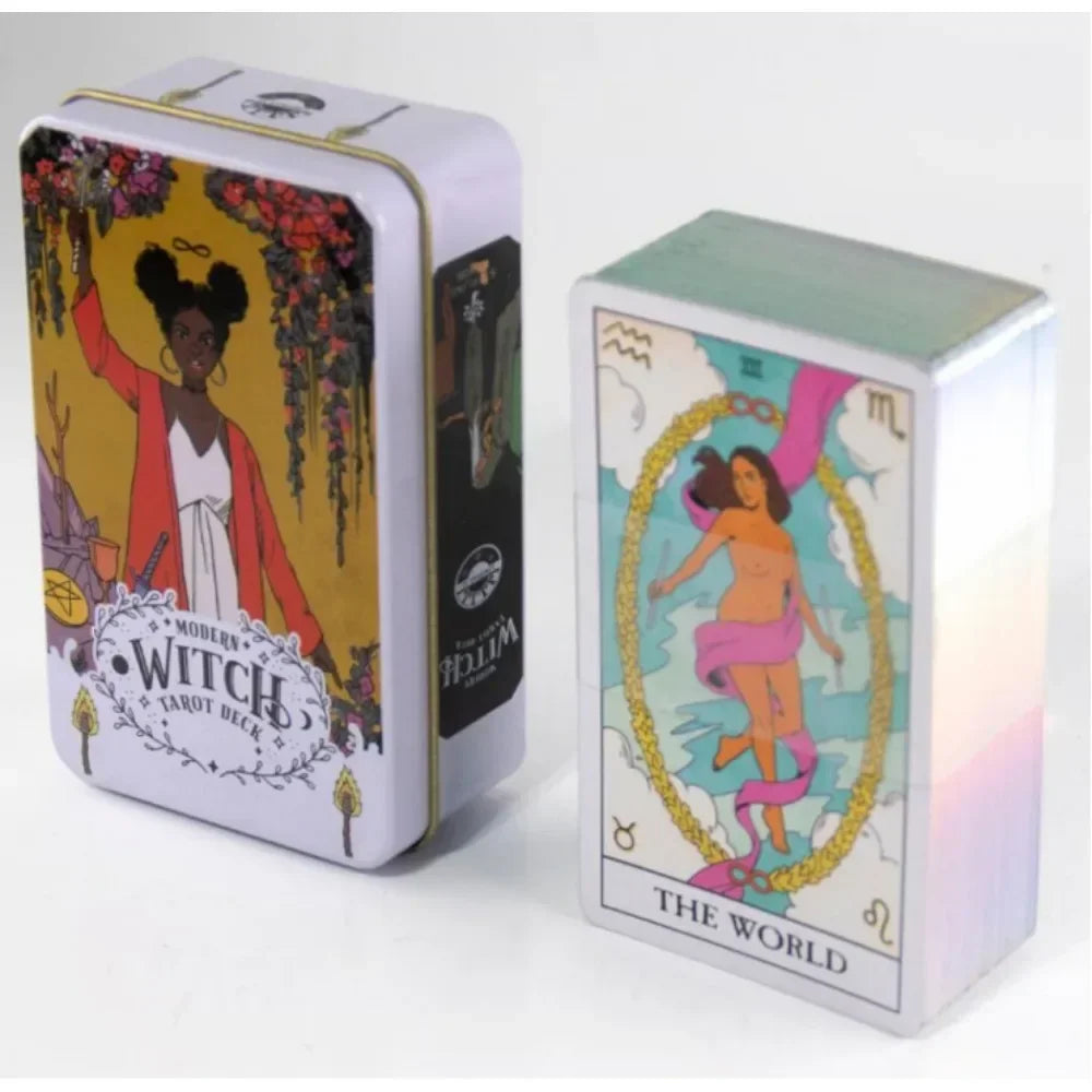 🌑 Neon Moon Tarot Deck – 78 Cards | Compact 10.3 x 6 cm | Includes Guidebook & Tin Box | Fusion of The Light Seers & Adventure Time Tarot | Family & Party Divination Game VIOLET 紫罗兰