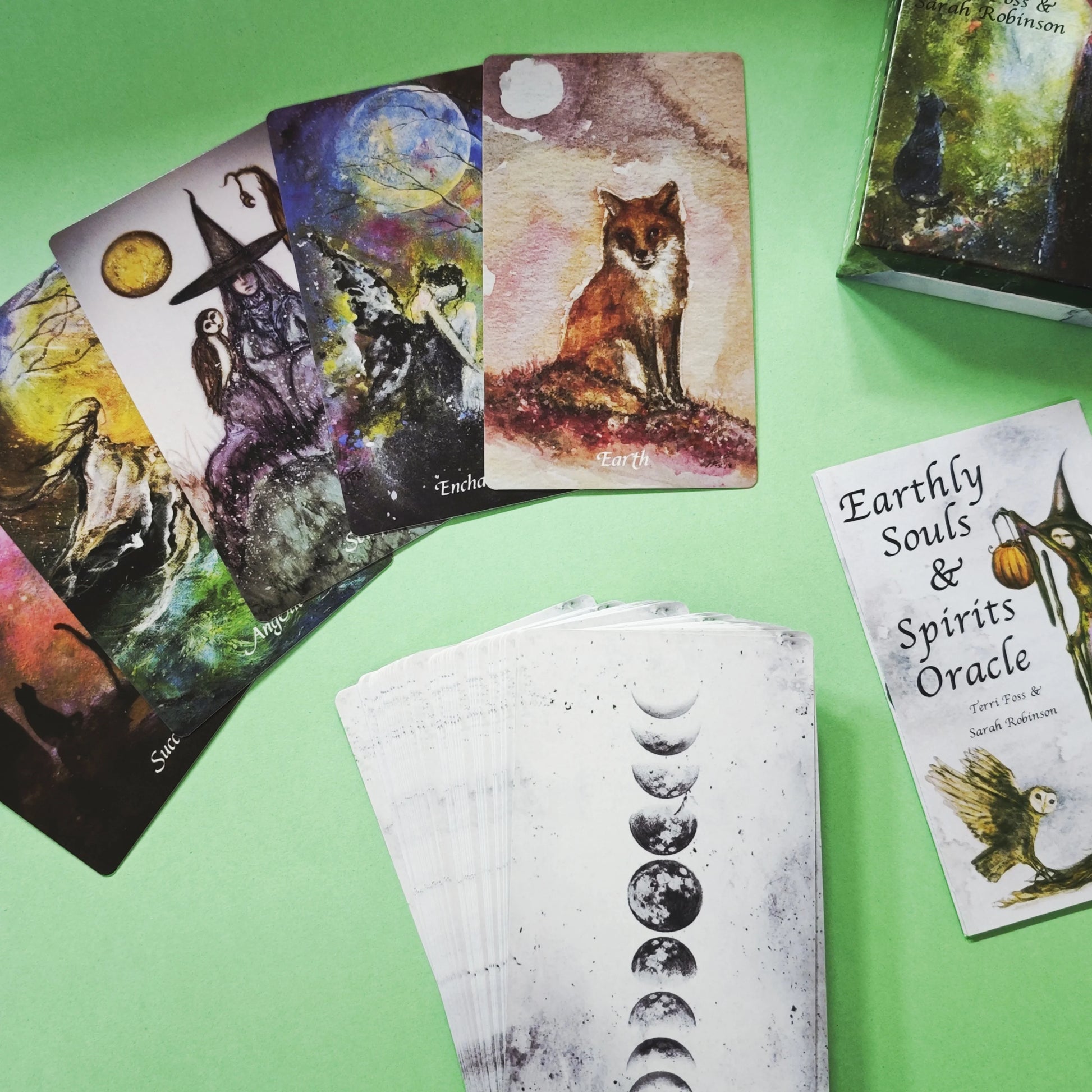 🔥12x7cm Earthly Souls Spirits Oracle Deck | 59 Cards with Folded Guidebook – Dark Edition